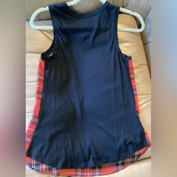 Express NWOT XS Plaid Holiday Tartan Studded Sleeveless Top Blouse with Stretch - Picture 4 of 4